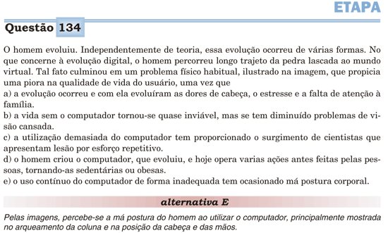 print screen da questo 134 do enem de 2011