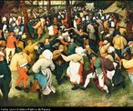 Imagem de Peter Bruegel, A dana do casamento, 1566. leo sobre tela, 119,4 x 157,7 cm. Detroit Institute of Art Detroit, referente ao captulo "Influncia da Mdia sobre o Corpo do Adolescente", do Livro Didtico Pblico do Paran (Educao Fsica 2 Ed.). <br> <br> Palavras-chave: dana, Peter Bruegel, pintura.