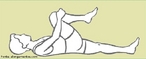Imagem de alongamento: músculos anteriores da coxa, glúteos, coluna dorsal e lombar. <br> <br> Palavras-chave: alongamento, músculos anteriores da coxa, glúteos, coluna dorsal e lombar.
