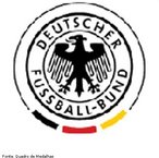 Imagem referente ao escudo da Seleção de Futebol da Alemanha <br><br> Palavras-chave: esporte, futebol, escudo, Alemanha.
