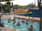 Imagens de uma partida de biribol - Etapa Campo Grande 2010. <br><br> Palavras-chave: esporte, biribol, piscina.