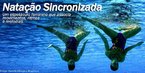 Imagem de duas atletas submersas em uma prova de nado sincronizado. <br><br> Palavras-chave: esporte, Olimpíada, nado sincronizado. 