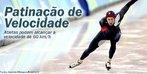 Imagem de um atleta em sua volta na pista de gelo no sentido anti-horário. <br><br> Palavras-chave: esporte, esportes de inverno, patinação de velocidade. 